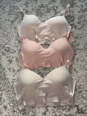 Danskin Pink and Ivory and light beige  Seamless Bralette Trio